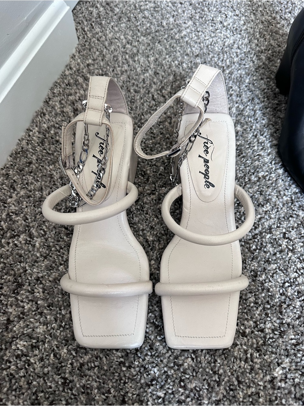 Free People Ivory Strappy Square-Toe Heels
